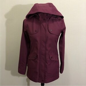 Athleta Women Overcast Coat Jacket Chianti Hooded Size XXS Long Sleeves Full Zip